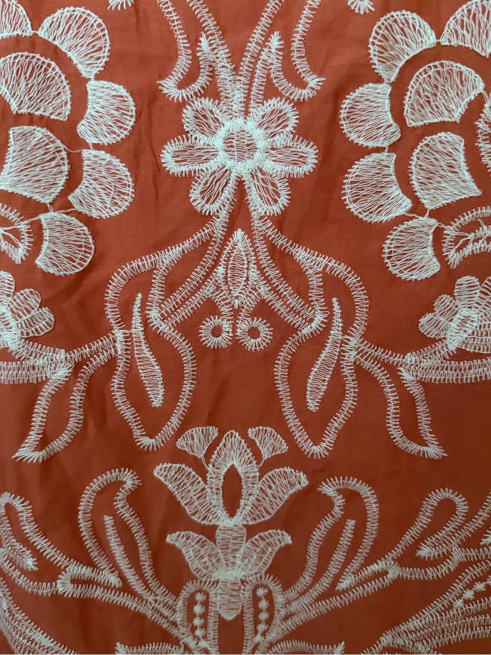 Solitaire Coral Embroidered Tunic Top Boho Floral Cotton 3/4 Sleeve Women L - Picture 4 of 6